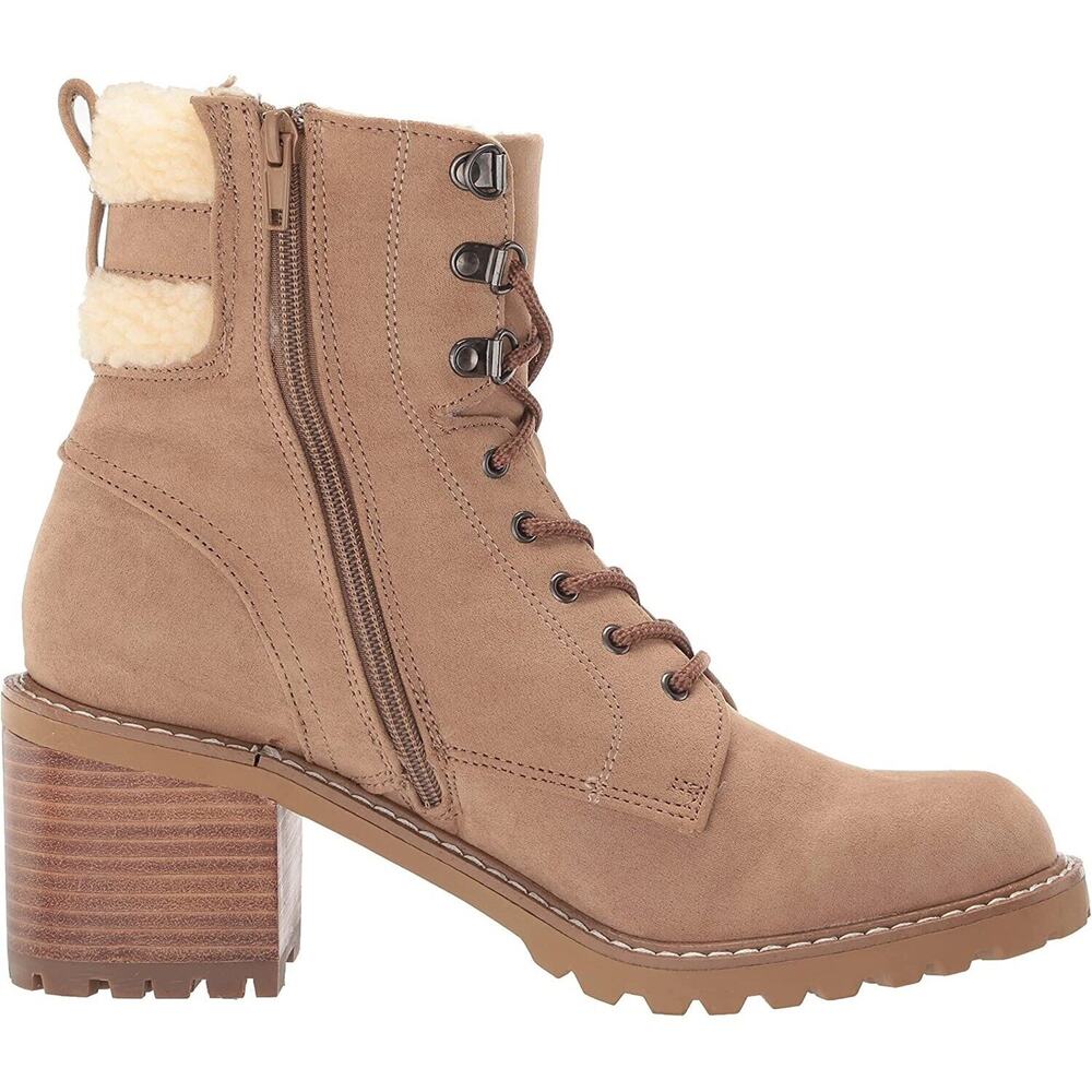 Madden Girl Women Block Heel Combat Boots Jansen Size US 7M Beige Fabric - Picture 2 of 6